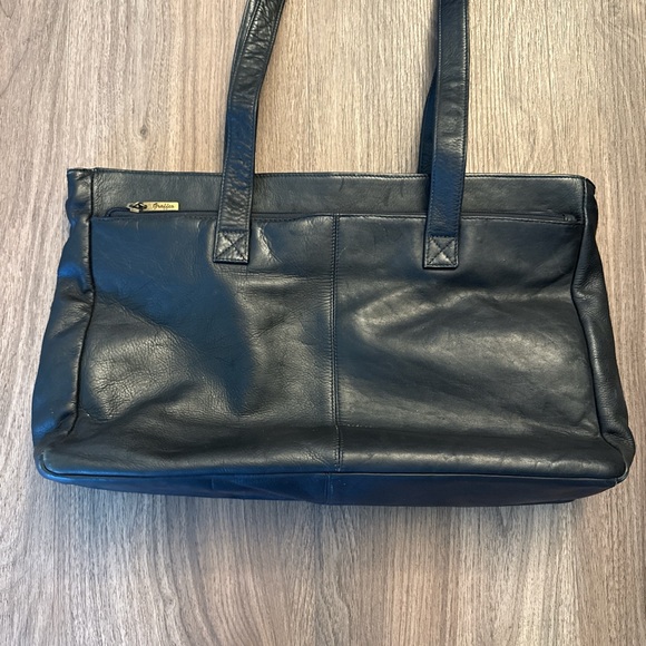 Graffeo made in Colombia, large Black Leather Tote Bag - Picture 2 of 6